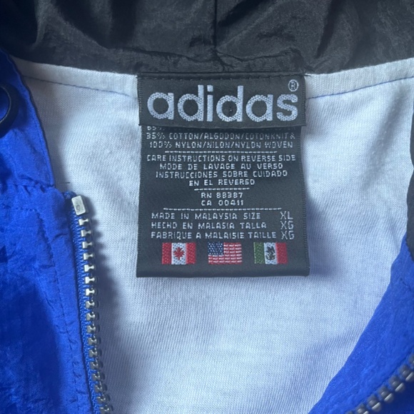 Rare Vintage 80s‎ Adidas Jacket Windbreaker Running Three Stripe Blue Adult XL - Picture 5 of 9